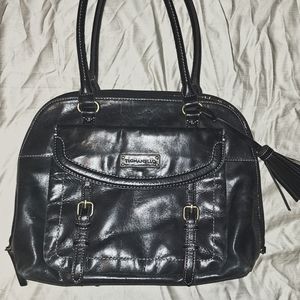 Vintage Black Leather Tignanello Satchel